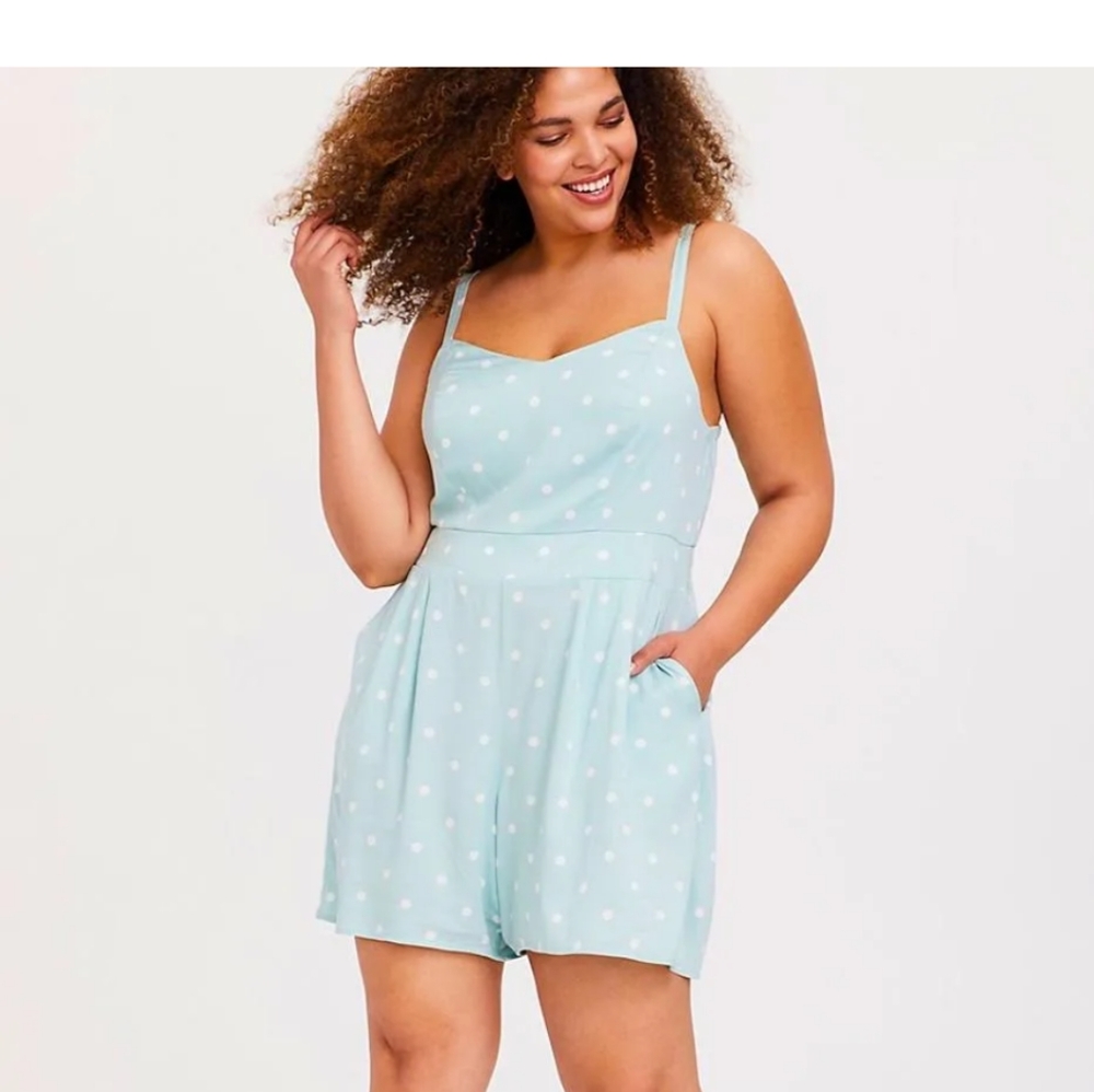Turquoise floral challis romper